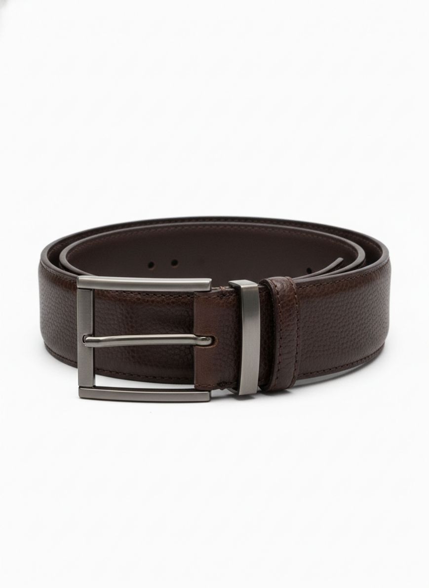 Grained Leather Dress Belt
